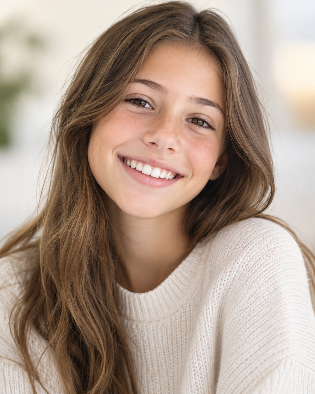 Adolescente sorrindo.