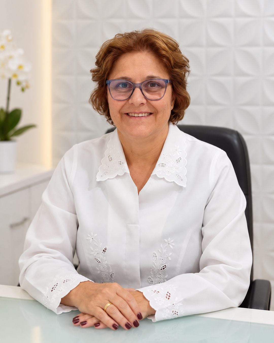 Dra. Cristhiane Ferreira no consultório.
